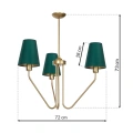 Lampa sufitowa - VICTORIA - mosiądz - 3xE27 - MLP4907 - wymiary