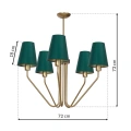 Lampa sufitowa - VICTORIA - mosiądz - 5xE27 - MLP4908 - wymiary