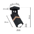 Lampa ścienna - VIDAR - czarny - 1xGU10 - MLP5400 - wymiary