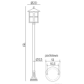Lampa ogrodowa stojąca 1x E27 151cm - CORDOBA II K 5002/1/TD - rysunek techniczny