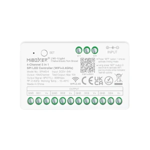 Sterownik LED SPI 5w1 (WiFi) - 4 kanałowy - Mono /CCT /RGB+CCT - 10A 5-24V DC -  do taśm cyfrowych LED - SPIW5-4