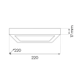 Plafon LED 3CCT - EVORA SQUARE CZARNY 18W - ML1796 - wymiary