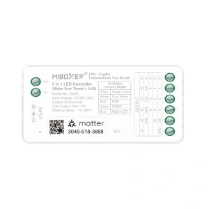 Sterownik LED 5w1 (Matter) - Mono /CCT /RGB /RGB+CCT - 12-24V DC 12A - Thread - SMZ5