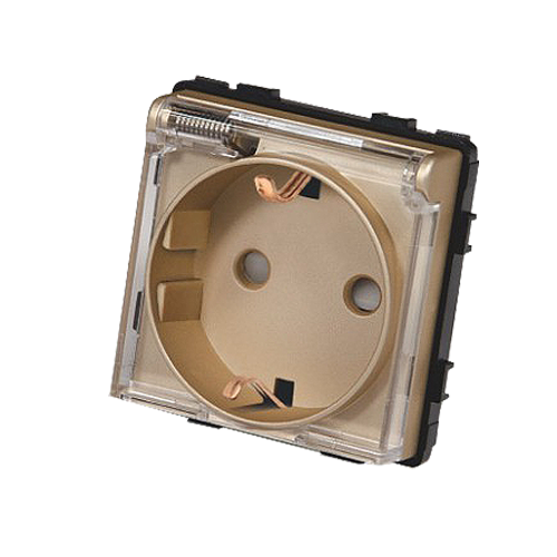 Moduł gniazda elektrycznego schuko z klapką 16A złoty - TM6242G - TOUCHME