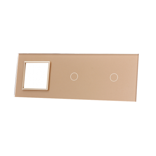 Szklany panel dotykowy potrójny szmapański - 2-sekcyjny + 1 gniazdo - 7011G-63 - LIVOLO