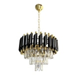 Lampa wisząca - CRISTAL - czarny/złoty - 5xE14 - ML1634
