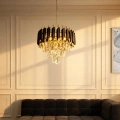 Lampa wisząca - CRISTAL - czarny/złoty - 5xE14 - ML1634 - realizacja