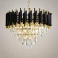 Lampa wisząca - CRISTAL - czarny/złoty - 7xE14 - ML2582