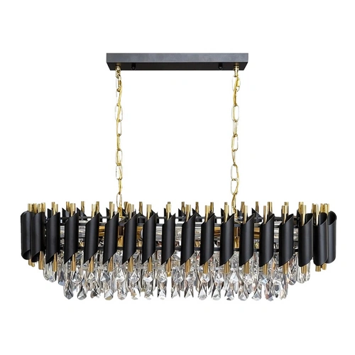 Lampa wisząca - CRISTAL - czarny/złoty - 10xE14 - ML2518