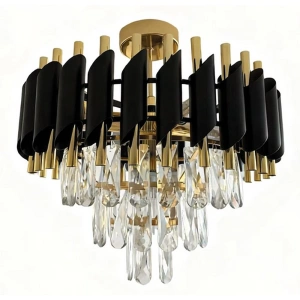 Lampa sufitowa - CRISTAL - czarny/złoty - 5xE14 - ML2562