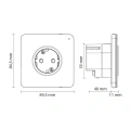 Extender sygnału bezprzewodowego 868MHz - gniazdko elektryczne 230V - WiFi - EX-G1 - czarny - Sinum - Rysunek techniczny