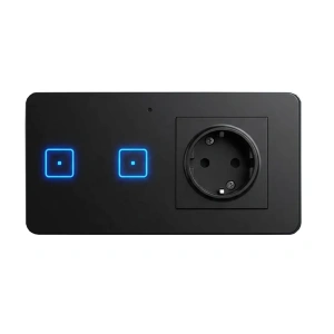 Gniazdo elektryczne niesterowalne z włącznikiem dwupolowym - przewodowy SBUS - 16A 230V - WSG-02sm - czarny - Sinum