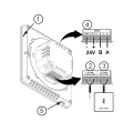 Panel multifunkcyjny dotykowy 4" z wymiennymi ramkami - przewodowy SBUS - 24V - CP-04Cm - Sinum  Schemat podłączenia