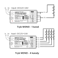 Odbiornik LED 2w1 - MONO / CCT - 12-24V 12A - 4-kanałowy - Mini - SR2-2 - Schemat podłączenia tryby mono