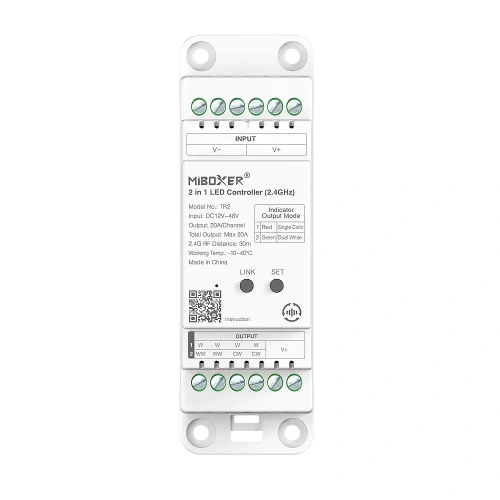 Odbiornik LED 2w1 - MONO / CCT - 12-48V 20A - TH-35 - TR2