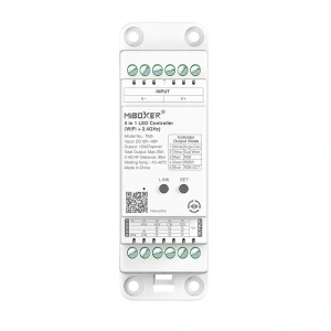 Odbiornik LED 5w1 (WiFi) - MONO / CCT / RGB / RGB+W / RGB+CCT - 12-48V 20A - TH-35 - Tuya - TW5