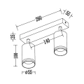 Lampa sufitowa - PIPE RING SPOT - czarny - 2xGU10 - ML2069 - wymiary