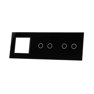 Szklany panel dotykowy potrójny czarny - 4-sekcyjny + 1 gniazdo - 7022G-62 - LIVOLO