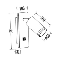 Lampa ścienna - PIPE RING - czarny - 1xGU10 + 6W LED - ML2081 - wymiary