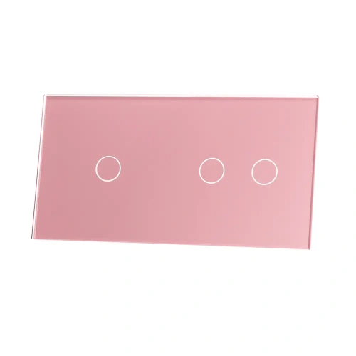 Szklany panel dotykowy podwójny różowy - 3-sekcyjny - 7012-67 - LIVOLO