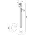 Lampa ogrodowa stojąca 2x GU10 100cm - DUBLO DBL-1000 - rysunek techniczny