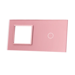 Szklany panel dotykowy podwójny różowy - 1-sekcyjny + 1 gniazdo - 701G-67 - LIVOLO