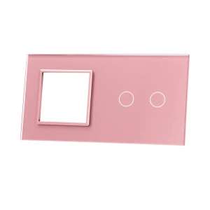 Szklany panel dotykowy podwójny różowy - 2-sekcyjny + 1 gniazdo - 702G-67 - LIVOLO