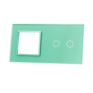 Szklany panel dotykowy podwójny zielony - 2-sekcyjny + 1 gniazdo - 702G-68 - LIVOLO