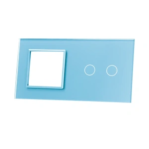 Szklany panel dotykowy podwójny niebieski - 2-sekcyjny + 1 gniazdo - 702G-69 - LIVOLO