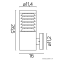 Lampa elewacyjna 1x E27 - JOY 91063L BL - rysunek techniczny