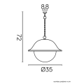 Lampa ogrodowa wisząca 1x E27 - PRINCE MAX K 1018/1/O-BD - rysunek techniczny