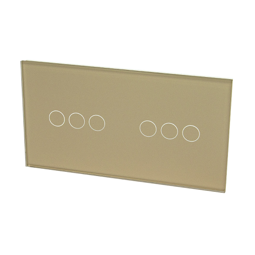 Szklany panel dotykowy podwójny złoty - 6-sekcyjny - TM703703G - TOUCHME
