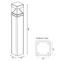 Lampa ogrodowa stojąca LED 20W 4000K 100cm - BAREL KWADRAT BKW-1000 - rysunek techniczny
