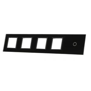 Szklany panel dotykowy pięciokrotny czarny - 1-sekcyjny + 4 gniazda - 701GGGG-62 - LIVOLO