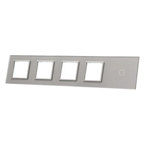 Szklany panel dotykowy pięciokrotny srebrny - 1-sekcyjny + 4 gniazda - 701GGGG-64 - LIVOLO