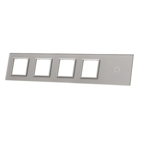 Szklany panel dotykowy pięciokrotny srebrny - 1-sekcyjny + 4 gniazda - 701GGGG-64 - LIVOLO