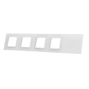 Szklany panel dotykowy pięciokrotny biały - 2-sekcyjny + 4 gniazda - 702GGGG-61 - LIVOLO
