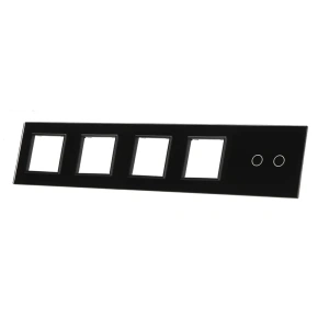 Szklany panel dotykowy pięciokrotny czarny - 2-sekcyjny + 4 gniazda - 702GGGG-62 - LIVOLO
