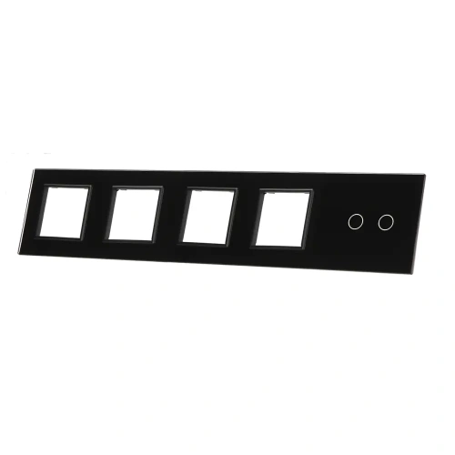 Szklany panel dotykowy pięciokrotny czarny - 2-sekcyjny + 4 gniazda - 702GGGG-62 - LIVOLO
