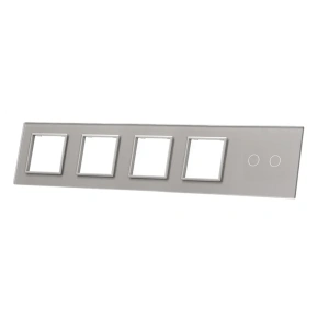 Szklany panel dotykowy pięciokrotny srebrny - 2-sekcyjny + 4 gniazda - 702GGGG-64 - LIVOLO