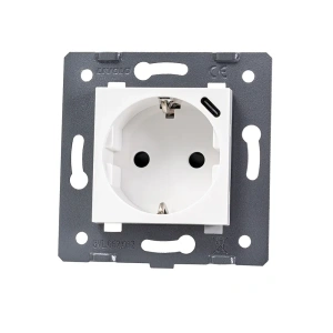 Moduł gniazda elektrycznego 16A i ładowarki USB-C 18W biały - WG-71EU-S+USB-61 - LIVOLO