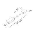 Łącznik szynoprzewodu magnetycznego natynkowego Slim - podwójny z przewodem - ML2226 - rysunek techniczny