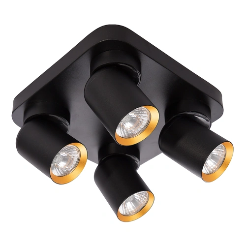 Lampa sufitowa - ANDY SPOT - kwadrat - czarny/złoty - 4xGU10 - ML9941