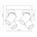 Lampa sufitowa - ANDY SPOT - kwadrat - czarny/złoty - 4xGU10 - ML9941 - wymiary