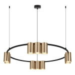 Lampa wisząca - GENESIS (koło) - czarny/złoty - 10xGU10 - ML0375