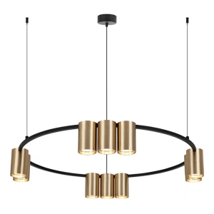 Lampa wisząca - GENESIS (koło) - czarny/złoty - 10xGU10 - ML0375