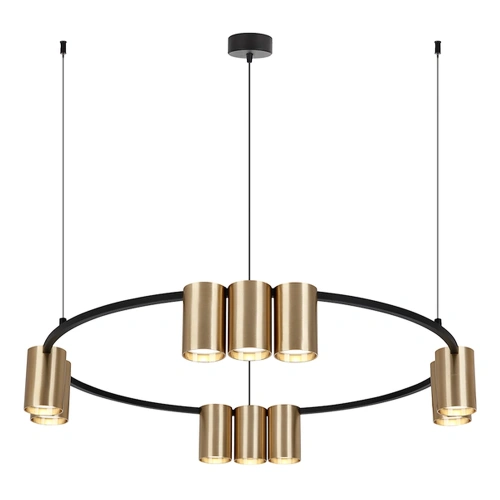 Lampa wisząca - GENESIS (koło) - czarny/złoty - 10xGU10 - ML0375