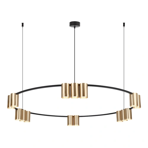 Lampa wisząca - GENESIS (koło) - czarny/złoty - 15xGU10 - ML0378