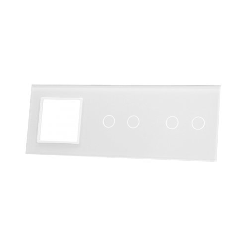 Szklany panel dotykowy potrójny biały - 4-sekcyjny + 1 gniazdo - 7022G-61 - LIVOLO