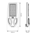 Solarna latarnia LED VENICE z panelem fotowoltaicznym i pilotem - 200W 1500lm 4000K IP65 - EKO2515 - wymiary